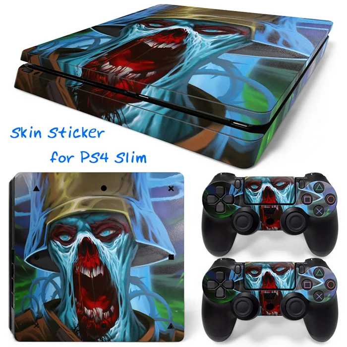 Синий огненный череп ПВХ наклейки покрытие виниловые для PS4 Slim Playstation 4 Бесплатная