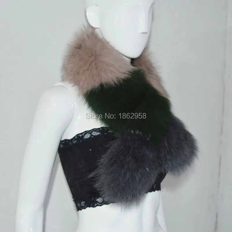 China Post Free Shipping SJ083 New Arrival 2019 Cheap Price Combined Color Pull Through Top Quality Real Fox Fur Scarf |