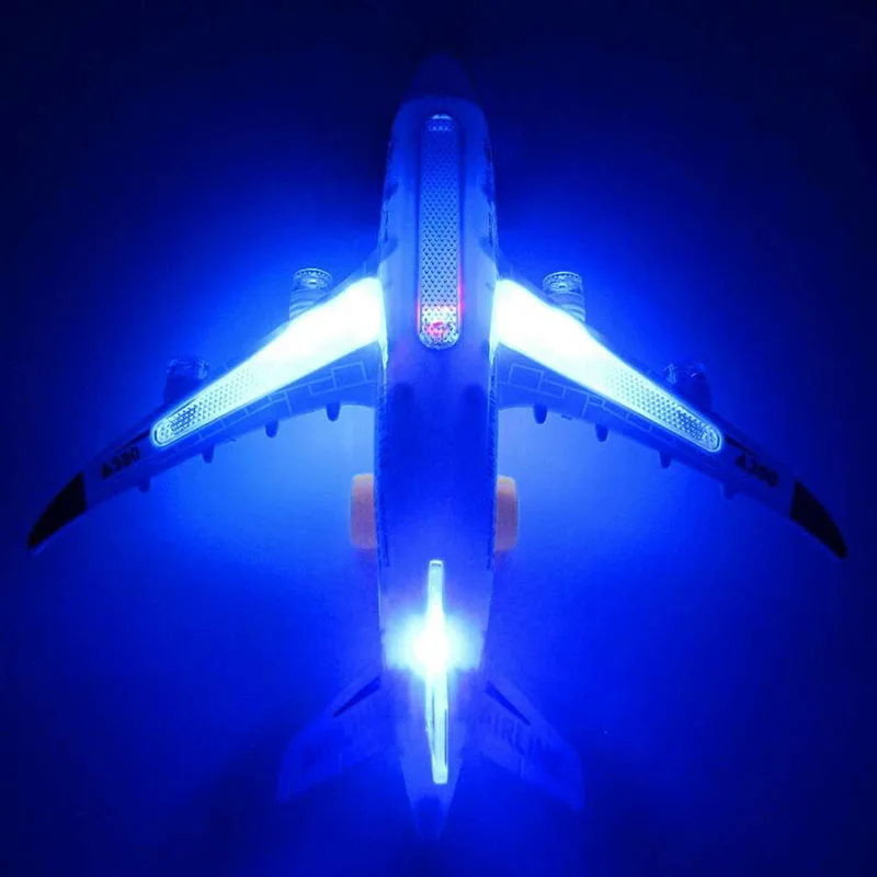 Мигает Музыка электрический A380 модель самолета игрушка ABS светодиодный свет