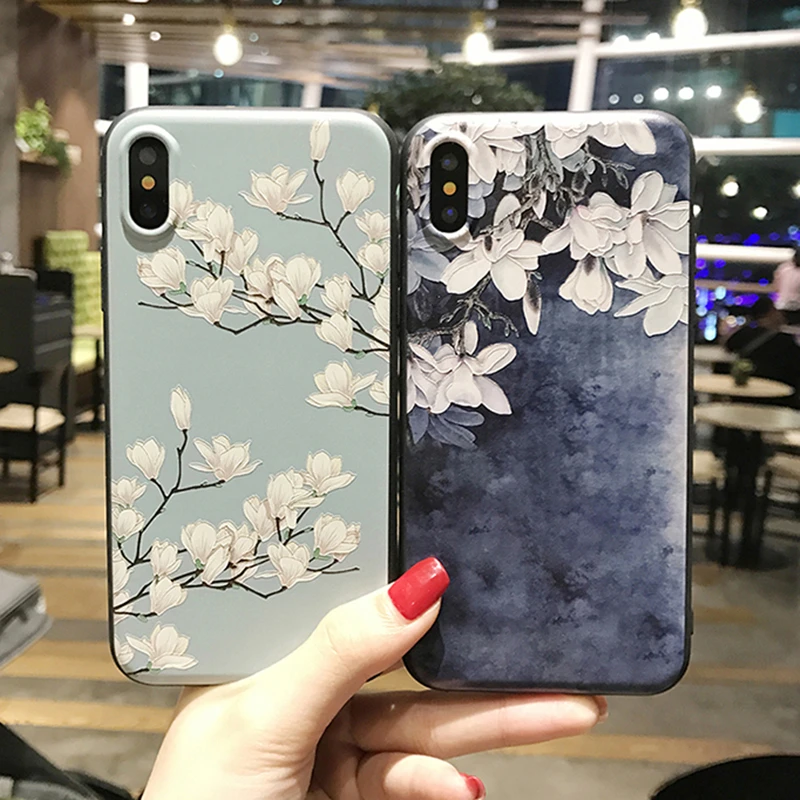 Kerzzil Роскошный Ретро 3D рельефный чехол с цветами для iPhone 7 6 6S Plus Мягкий ТПУ