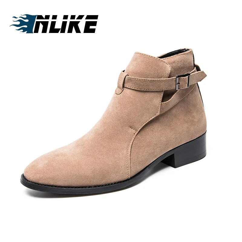 

INLIKE Men Fashion Ankle Boots Suede Work Shoes Leather British Men Boot High Quality Casual Men Lace Up Shoes Mens Boots