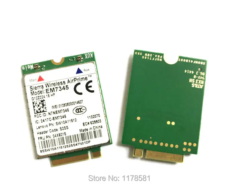 GOBI5000 EM7345 LTE FRU 04X6015 ThinkPad 10 ThinkPad 8 WWAN HSPA + 42 / 4G  NGFF