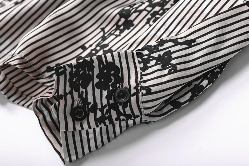 100% natural silk Blouses OL Solid Color Long Sleeve Real Silk Striped Blouse Tops for women Office Wear Shirts work |
