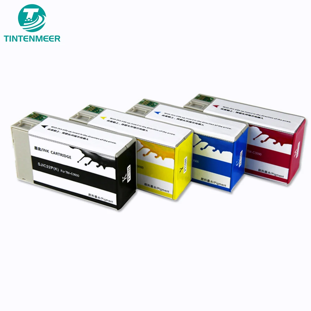 

TINTENMEER pigment ink cartridge SJIC24P compatible for epson TM-C3520 TM C3520 label printing printer KCMY as 1 set