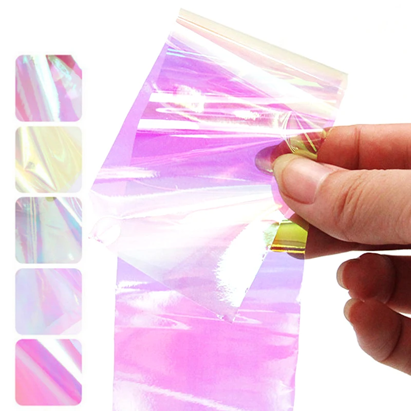 

(5pcs) 4.8cm*20cm 20 colors New Fly Tying Material Fly Tying Clear Plastic Rainbow Film Flies Wing Flash Material Lure