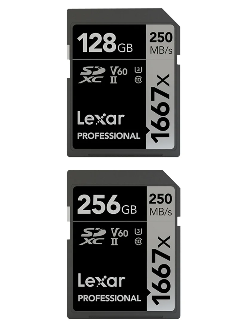 Lexar Профессиональный 1667x SD Card 64 Гб 128 256 SDXC UHS-II V60 карту памяти SD класса 10 до 250 МБ/с. 4K SD карты для цифрового однообъективного зеркального фотоаппарата