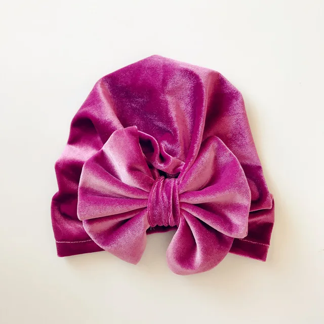 Hat Baby Turban For Girls Kid Velvet Bow Cap Muts/Bow Children Hats Autumn Winter Boy Toddler Fashion 2018 | Детская одежда и