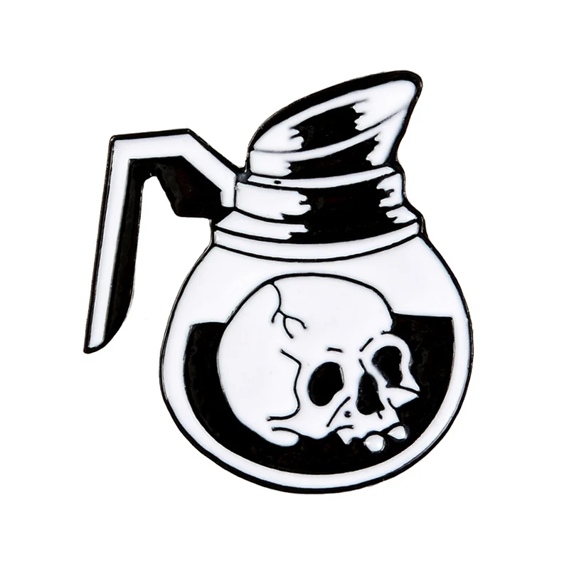 Cup and coffee skull stars Cat combination Denim Enamel lapel pins collection Badges Brooches Gifts for friend Jewelry wholesale