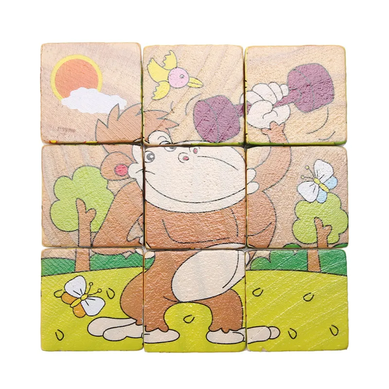 9 шт./лот шестисторонний деревянный пазл куб для малышей Обучающие Развивающие