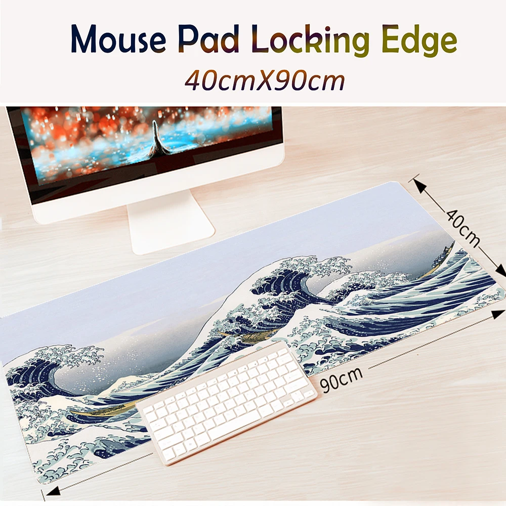 MaiYaCa большой коврик для мыши с волной компьютерный размер 40x90 см скоростная