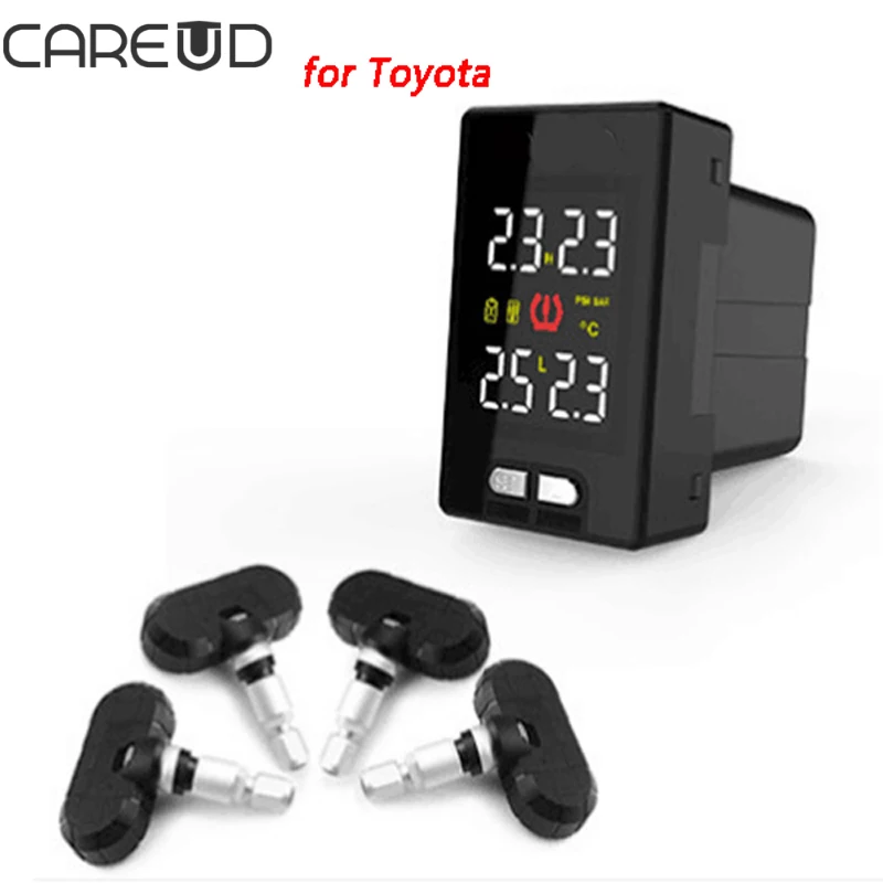 CAREUD TPMS U912 для Toyota, монитор давления в шинах, беспроводной, 4 встроенных датчика, датчики давления в шинах, высокая чувствительность, Автосигнализация