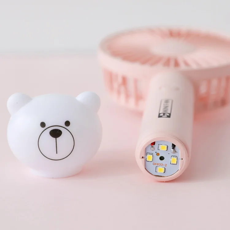 Милый портативный кулер вентилятор со светодиодный светильник USB Перезаряжаемый ручной мини-вентилятор кулер охлаждающий вентилятор кондиционера