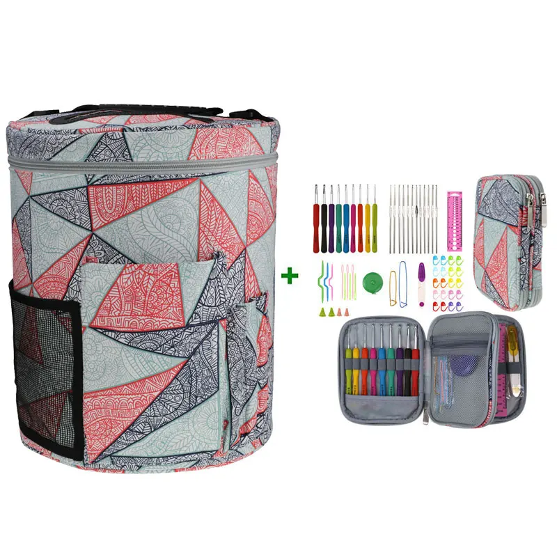 Bag With Style 3 Looen набор крючков для вязания крючком с пустой сумкой для хранения пряжи геометрические узоры сумка для вязания Игла DIY Искусство ремесло швейные инструменты с Чехол - Цвет: Bag With Style 3