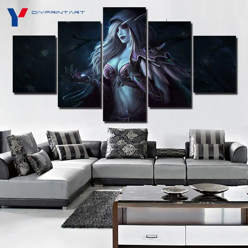 Игра Sylvanas Windrunner печати Живопись 5 шт. Плакаты и принты настенный художественный
