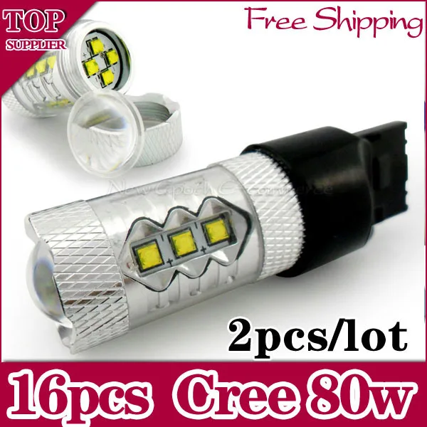 [Free Shipping 2pcs/lot ]80w High Power Cree LED Vehicles Car Turn Signal Brake Lights Bulbs 7440 7443 t20 SMD | Автомобили и