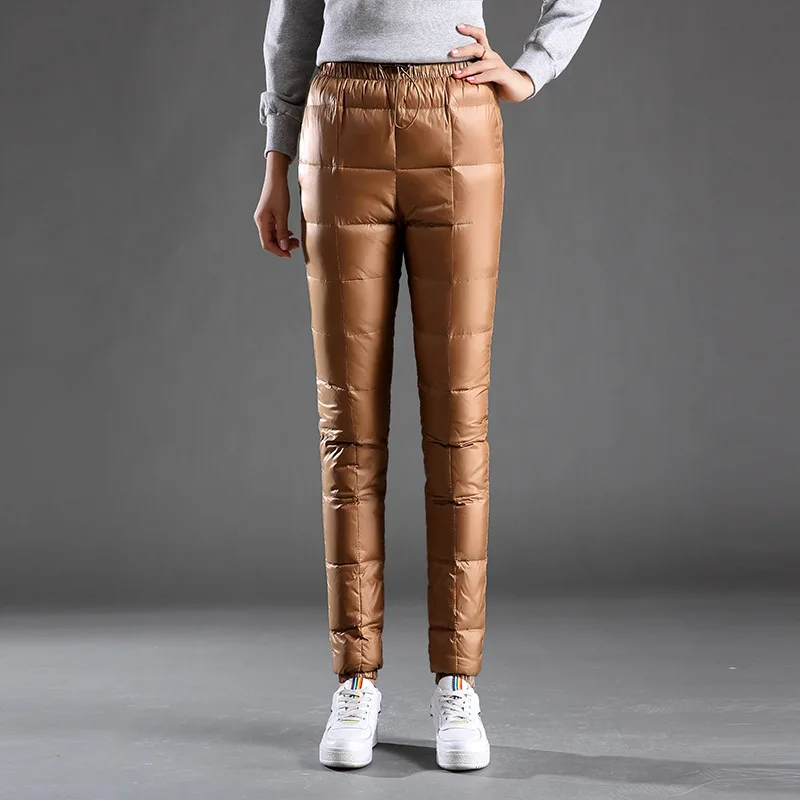 Женские зимние брюки карандаш с подкладкой на 80% утином пуху|trousers ladies|down trouserspencil