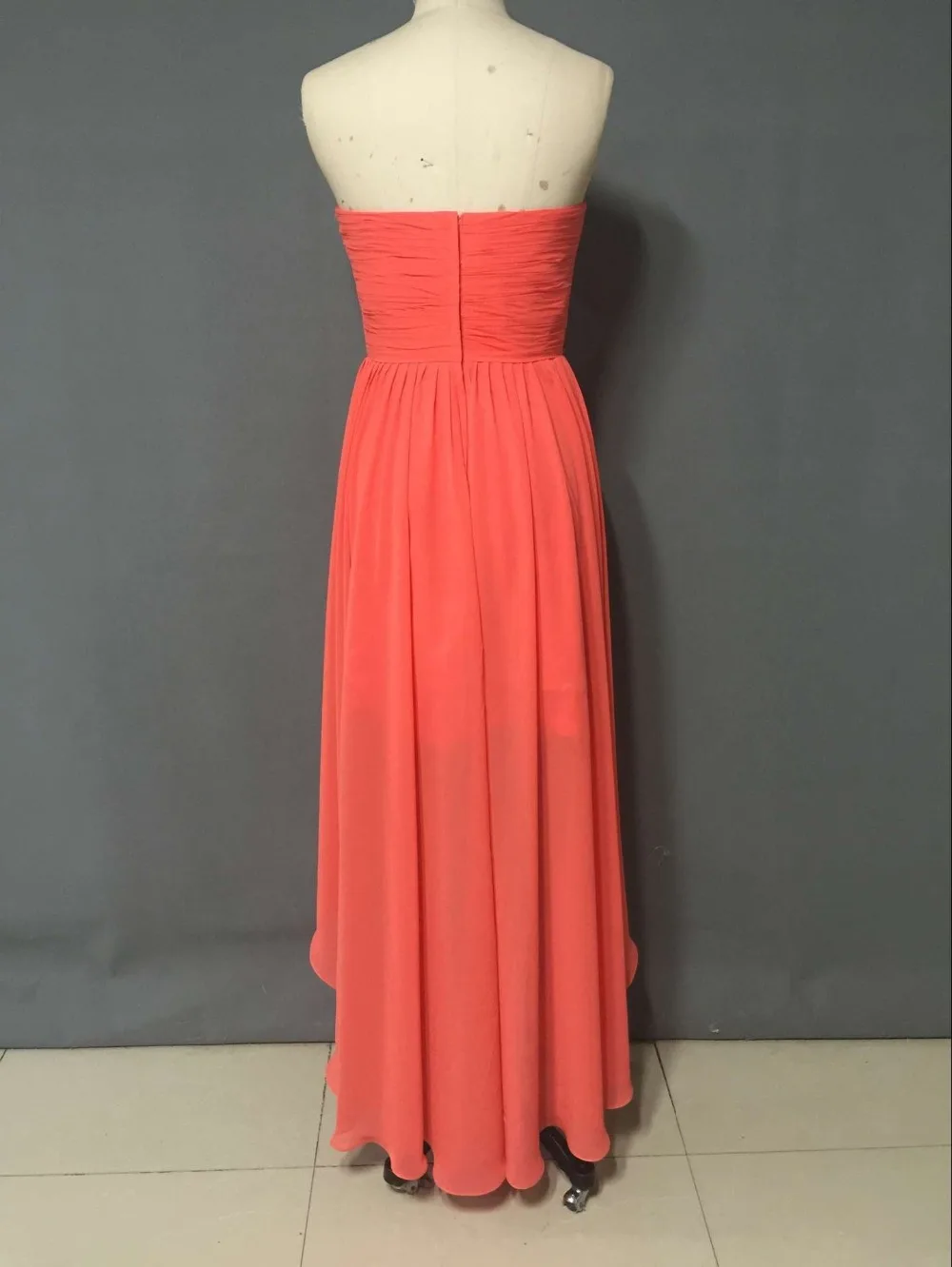 2016 New Arrival High Quality Real Sample Photo Coral Colour Low Chiffon Evening Dresses Custom Made Party Dress Women Gown | Свадьбы и