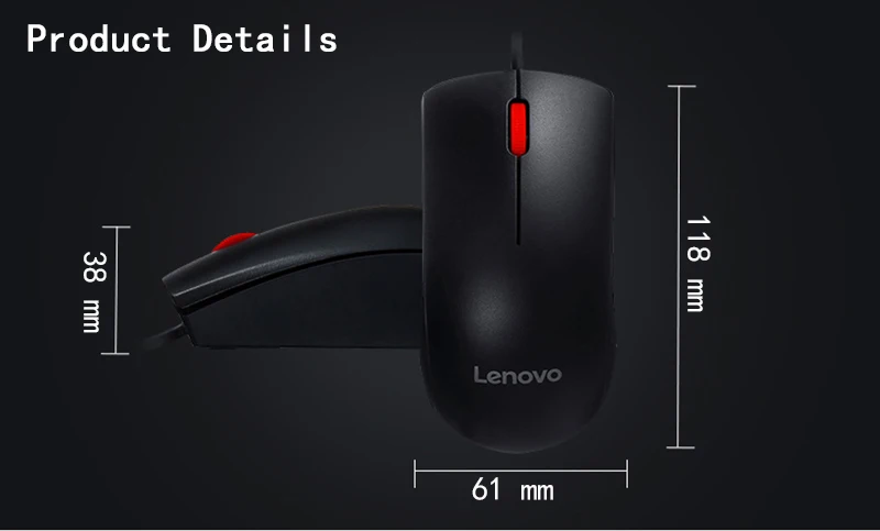 Оригинальная Проводная оптическая мышь lenovo M120Pro с 1000 dpi красным резиновым роликом для дома и офиса для настольных ПК
