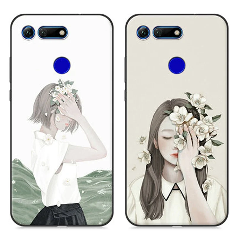 Чехол для Huawei Honor V20 мягкий силиконовый чехол телефона с цветочным узором