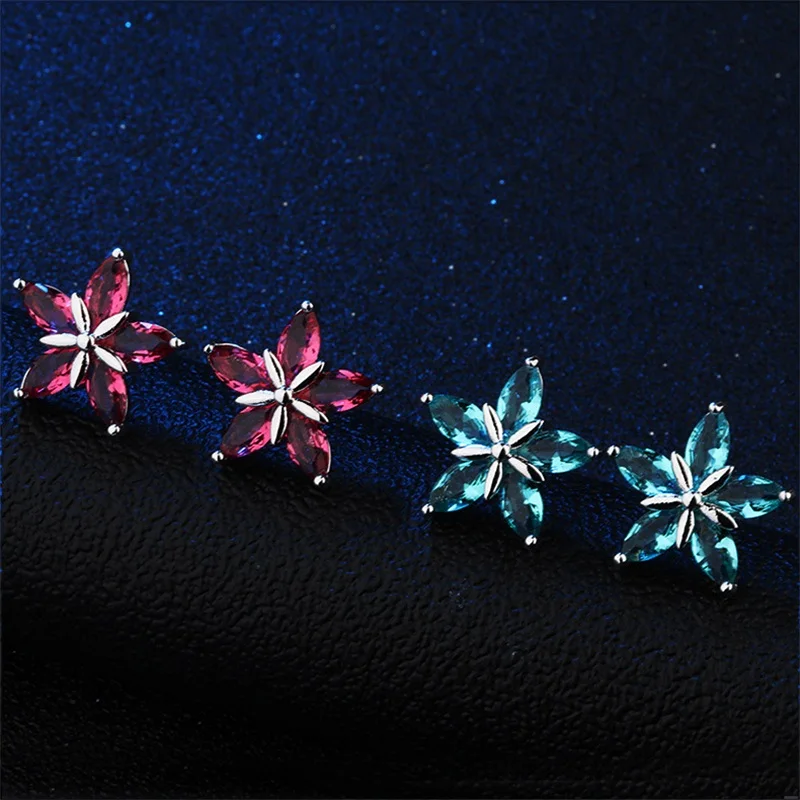 

White Copper Star Cubic Zirconia Stud Earrings Fashion Jewelry Earring Female Wedding Party Gift For Women's Jewelry