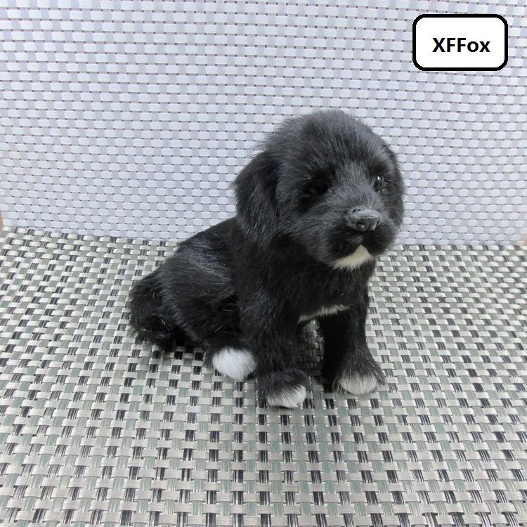 

new real life sitting dog model plastic&furs black dog doll gift about 19x17x13cm xf1547