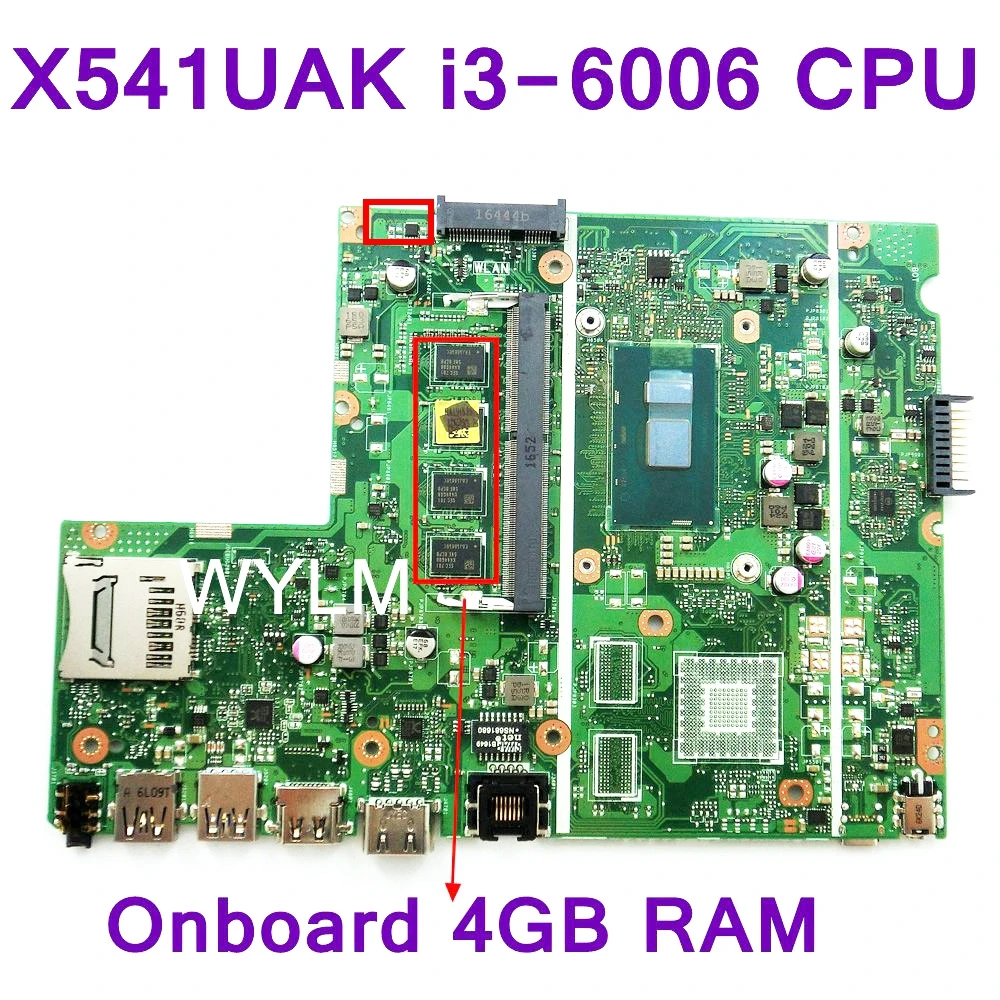X541UAK i3 6006 CPU REV 2 0 Встроенная 4 Гб RAM для ASUS X541UVK материнская плата ноутбука HDMI USB 3 100%