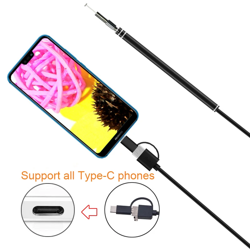 3 в 1 для чистки ушей эндоскоп высокой четкости визуальная палочка уши Ложка Мини