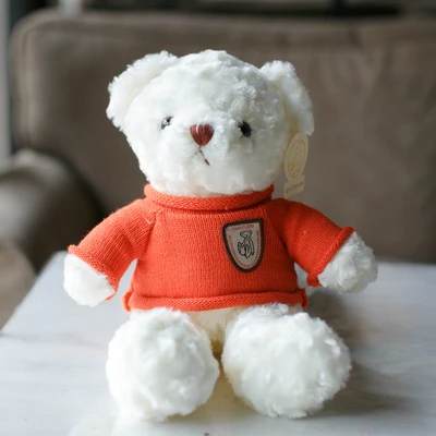 

about 38cm white teddy bear plush toy sweater cloth bear soft doll birthday gift b0658