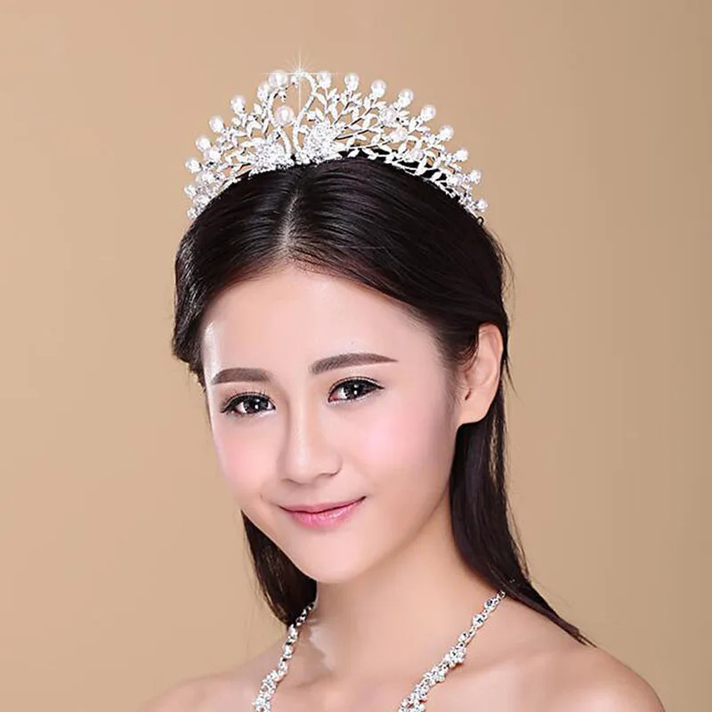 Тиары и короны блестящие Лебедь Стразы Свадебные светящаяся Королева Корона