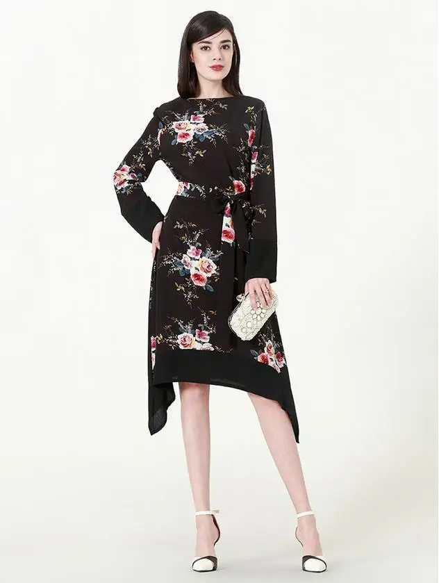 Платье женское шифоновое асимметричное с длинным рукавом 6XL|Мусульманская