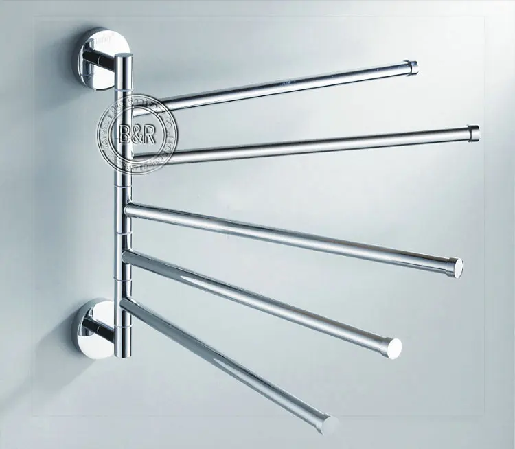 bamboo bathroom Freeshipping B&ampR Fashionable space aluminum 5 bars flexible 180 degree rotating moving Towel rack towel rail tow |