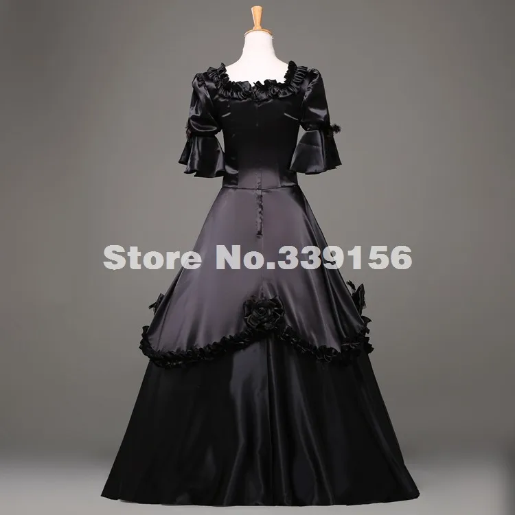 Черное готическое платье для Хэллоуина вечерние женщин средневековые