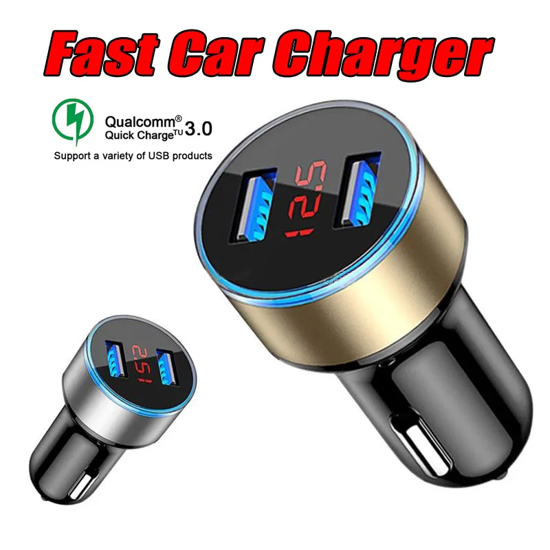 

3.1A 5V Dual USB Car Charger Adapter Digital LED Voltage Phone Car-Charger For iPhone 7 8 XR Xs Max /Tablet