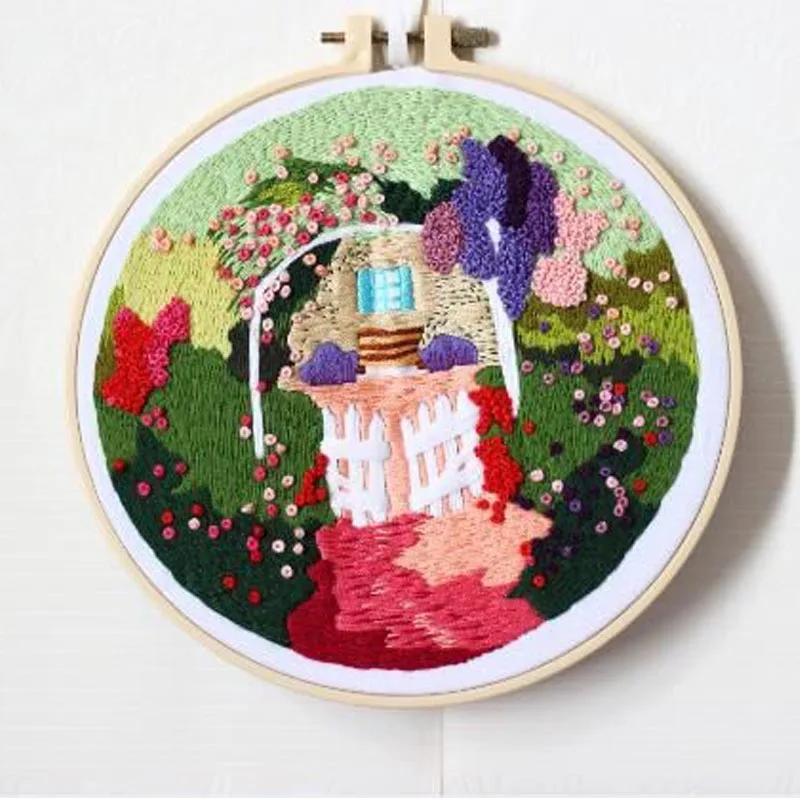 Набор для самостоятельной вышивки пейзаж цветочный принт вышивка крестиком