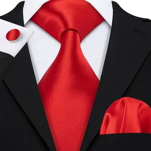 Новый свадебный галстук, красный однотонный модный галстук для мужчин, классический галстук для деловечерние НКИ из 100% шелка, галстук Barry.Wang, Прямая поставка