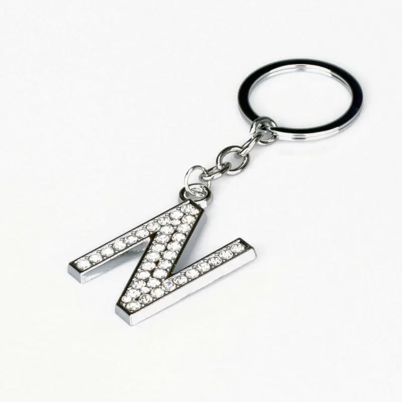 Модный брелок с надписью N для мужчин и женщин подвесками стразы Посеребренная