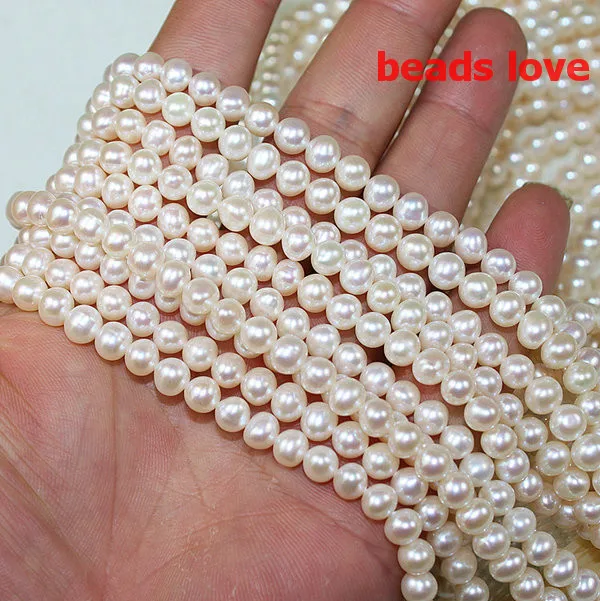 

wholesale(AA+High quality) 6-7mm 7-8mm 9-10mm Natural Freshwater White Pearl Round Beads 15" For Jewelry Making(F00203)