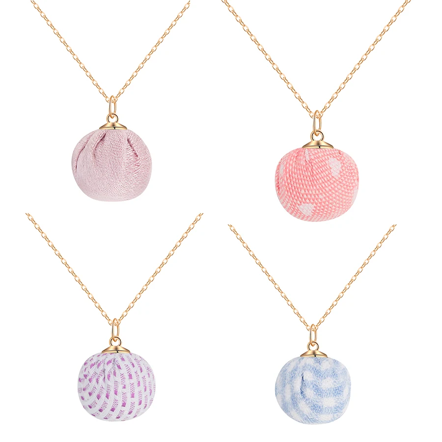 CHENGXUN Women Fashion Necklace Colorful Print Cloth Ball Pendant Choker Metal Chain for Girls Party Decoration | Украшения и