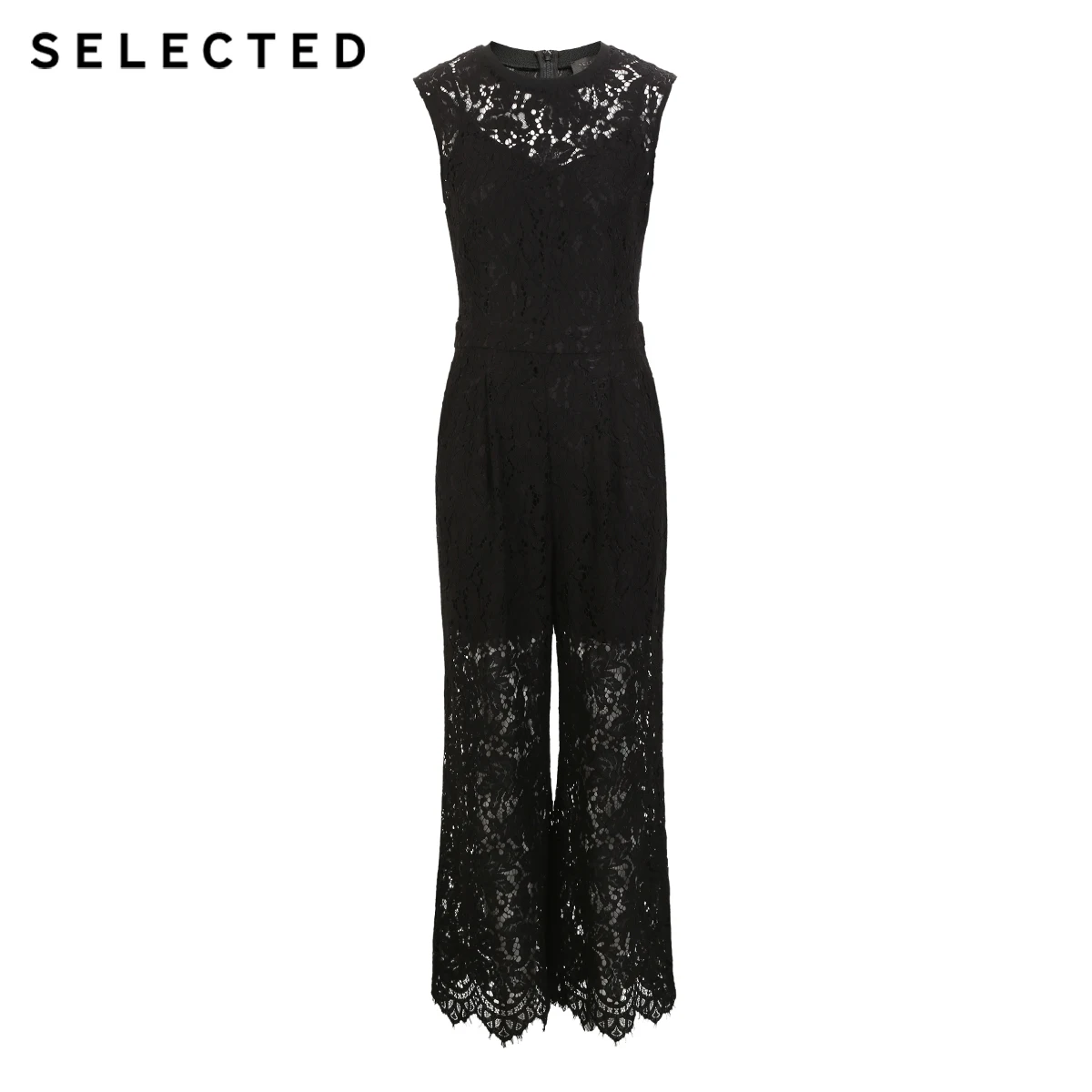 Выбранные женские свободные кружевные черные широкие комбинезоны без рукавов S |