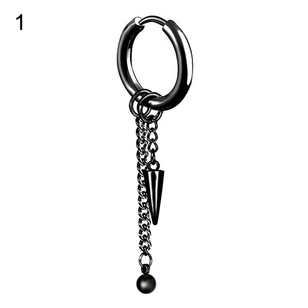 1 шт. Мужская мода длинная цепочка пирсинг для ушей зажим петли серьги-кольца