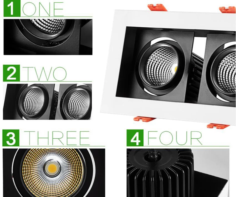 Квадратный Светодиодный точечный светильник с двойной головкой 10 Вт 2x10