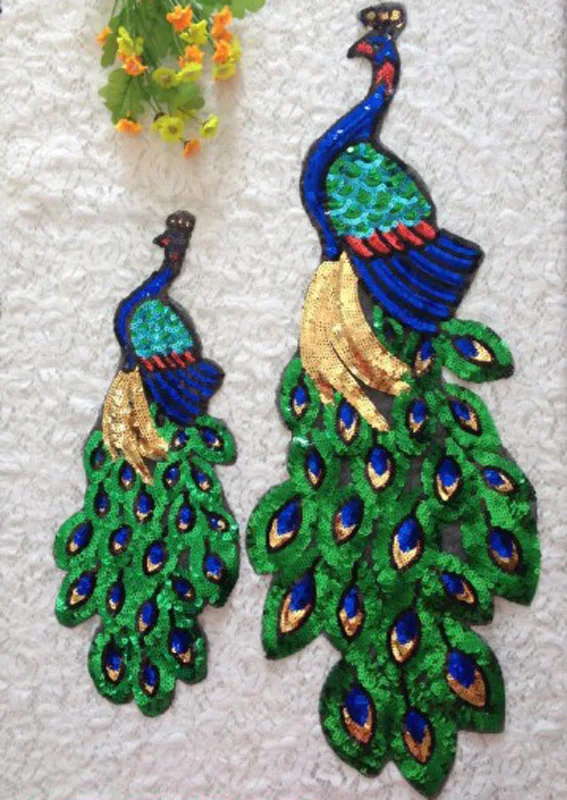 Оптовая продажа блесток патчи партия Павлин Вышивка железа на патч для одежды