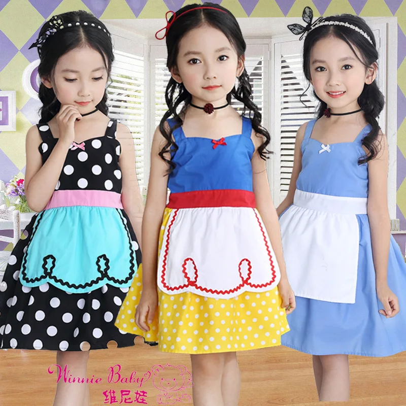 Алиса в стране чудес платья горошек для маленьких девочек с фартуком Белоснежка