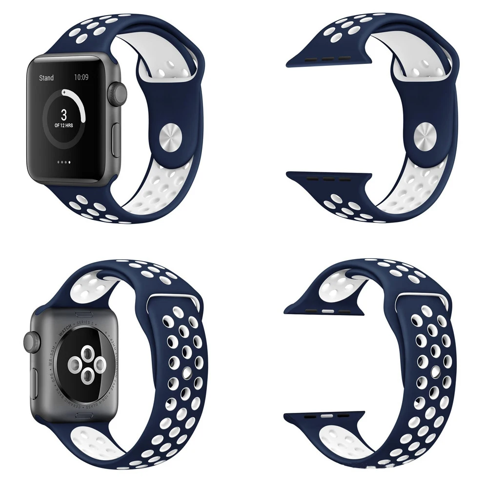 Цветной мягкий силиконовый спортивный ремешок для Apple Watch Series 1 2 3 4 38 мм 42