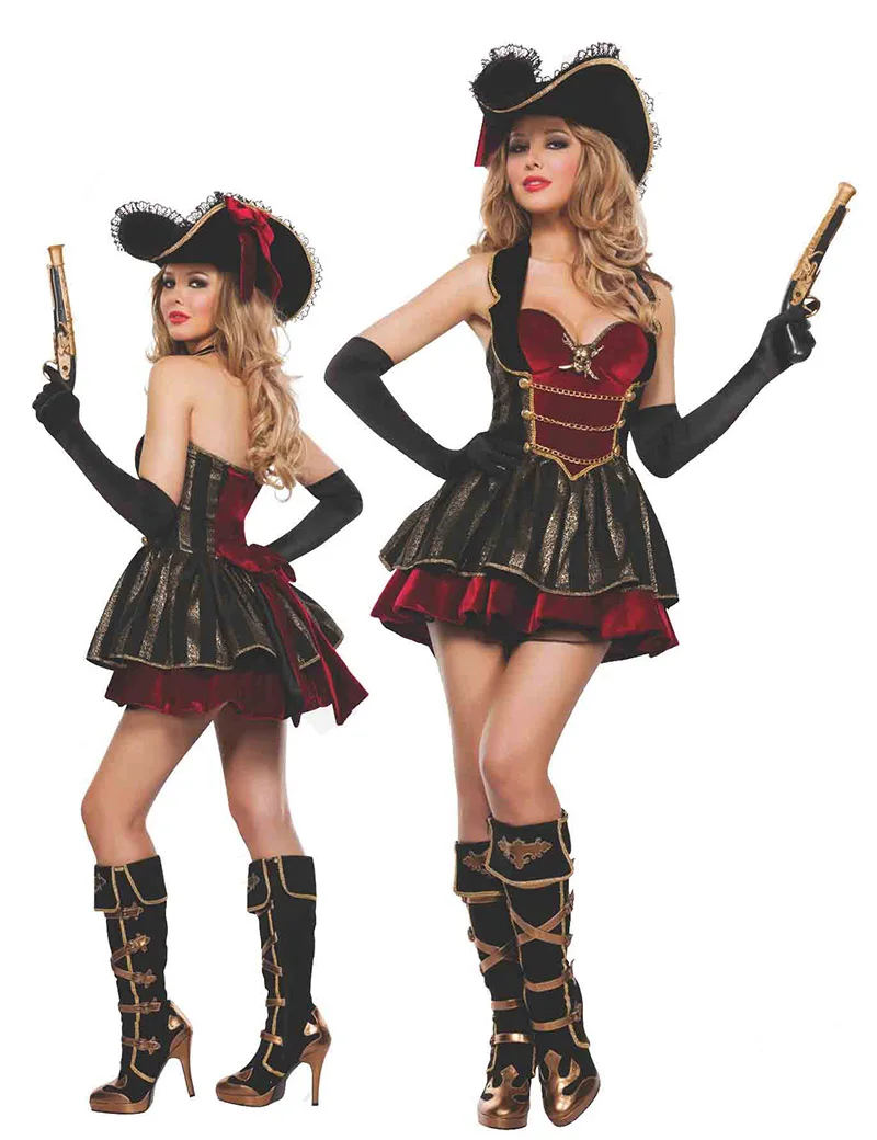 Привлекательный костюм для взрослых женщин пиратов Карибского моря женский