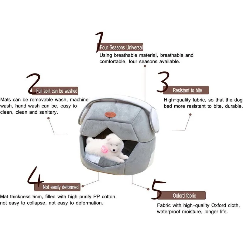 KIMHOME PET Cute Dog Beds For Smal Dogs All Seasons Cotton Creative Space Cap Medium Cats Dual House S-L | Дом и сад