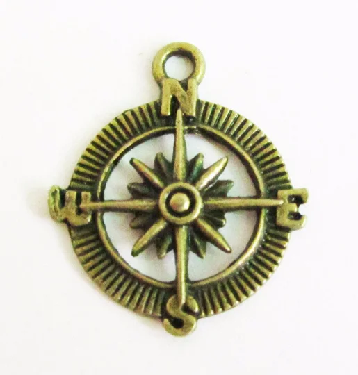 15pcs 25mm Antique Silver/Bronze Filigree Compass Charms Pendant A408-3/D102-2 | Украшения и аксессуары