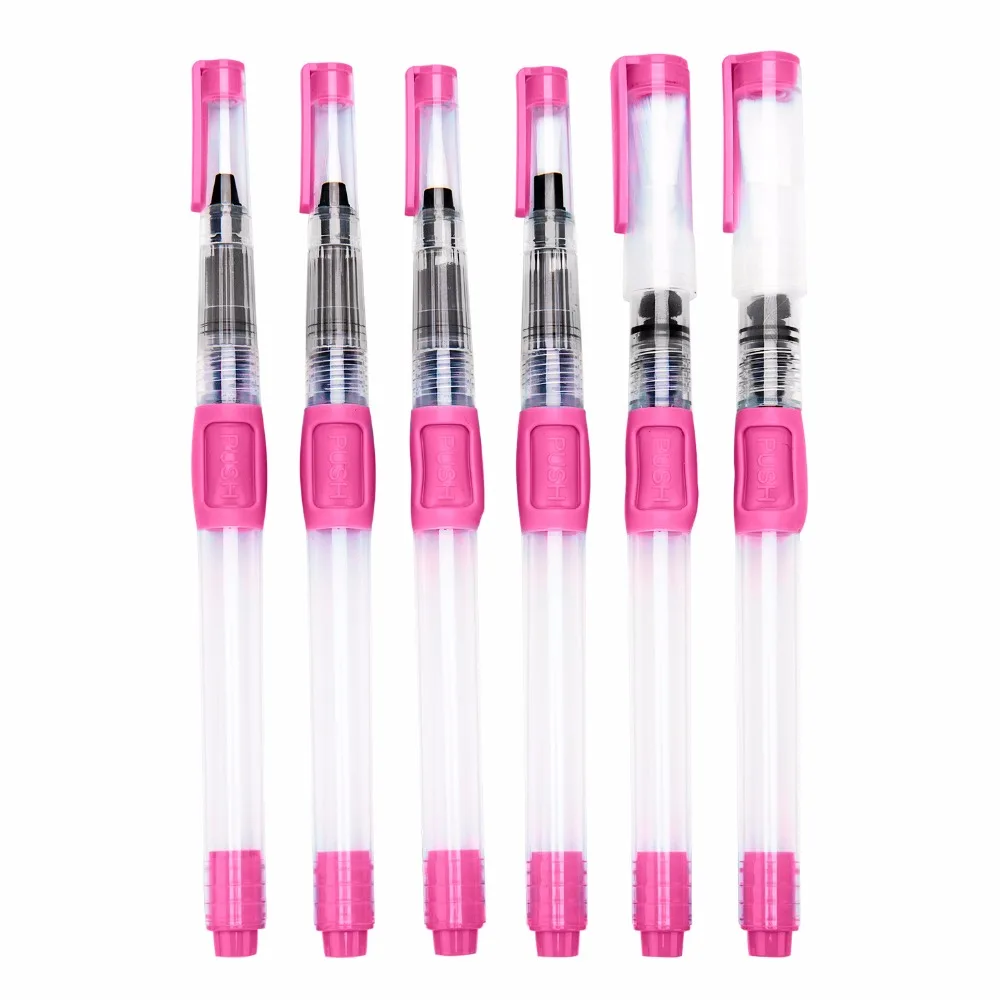 

Bianyo 6 Pcs Refillable Paint Brush Water Color Brush Pencil Ink Pen Soft Watercolor Brushes for Drawing Painting Art Supplies