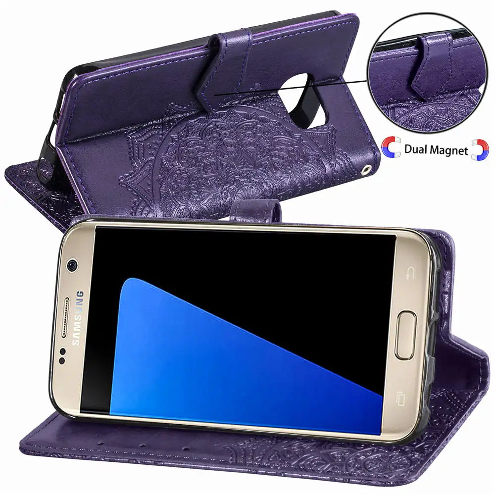 Кожаный чехол бумажник с откидной крышкой для Samsung galaxy S7 S6 Edge S9 S8 Plus Note 9 A3 A5 2017 J2 Core