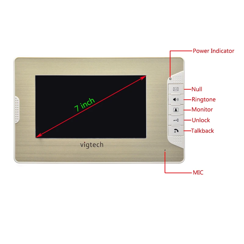 Vigtech 7 дюймов дверной звонок с видео видеофонная дверная система 714 домашняя+ адаптер питания